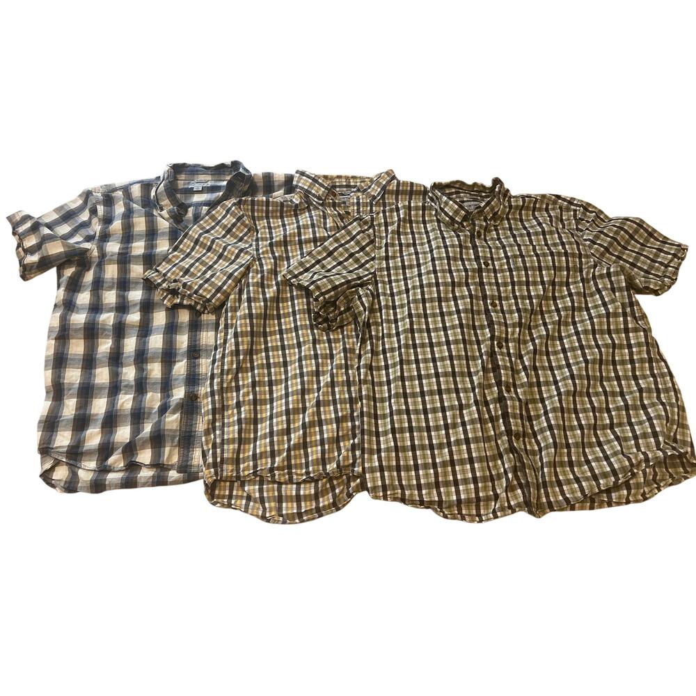 Carhartt Bundle Mens Short Sleeve Plaid Button-Down Shirt Cotton Relaxed Fit XL